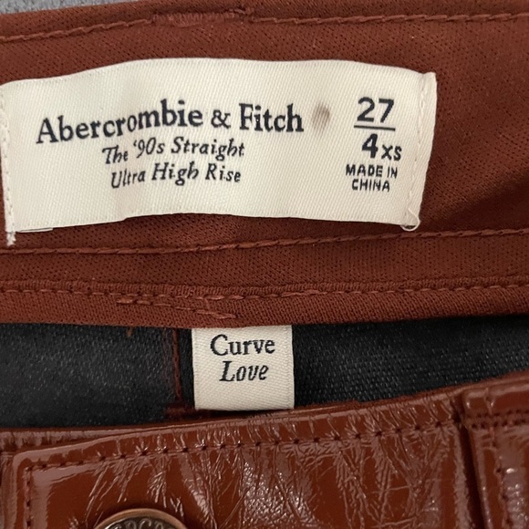 NWT Abercrombie & Fitch vegan leather 90s straight high rise curve love. Size 27 - Picture 9 of 11